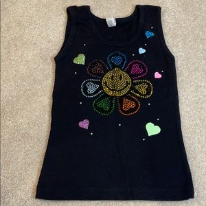 Girls Black bedazzled rhinestone Custom Tank Top
